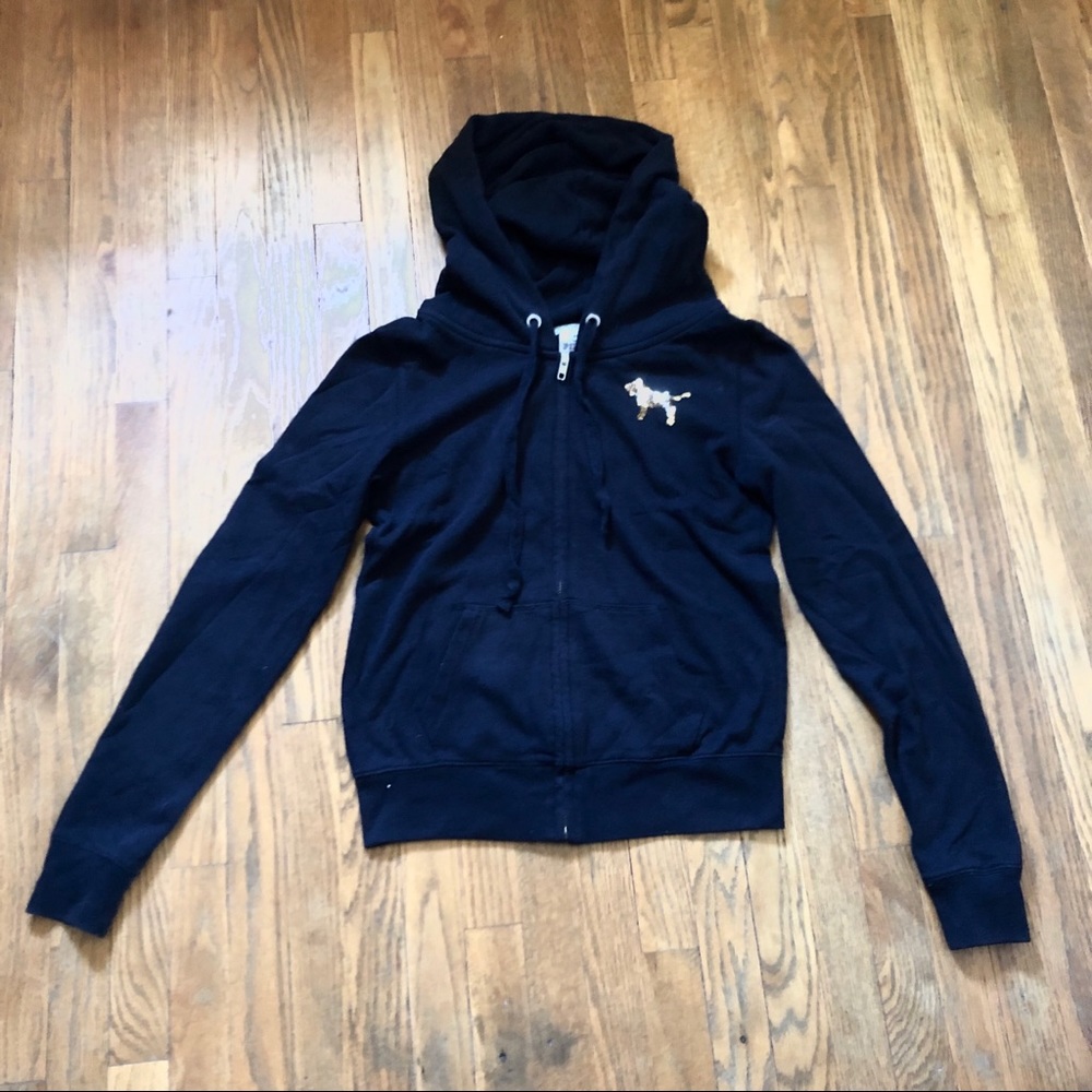 PINK black hoodie gold sequins